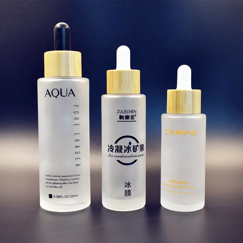 Luxury Skincare Essential - スキンケア印刷高級ヘアエッセンシャルオイル竹ローション化粧品包装フロストガラスミストスプレーボトル（スポイト付き）販売