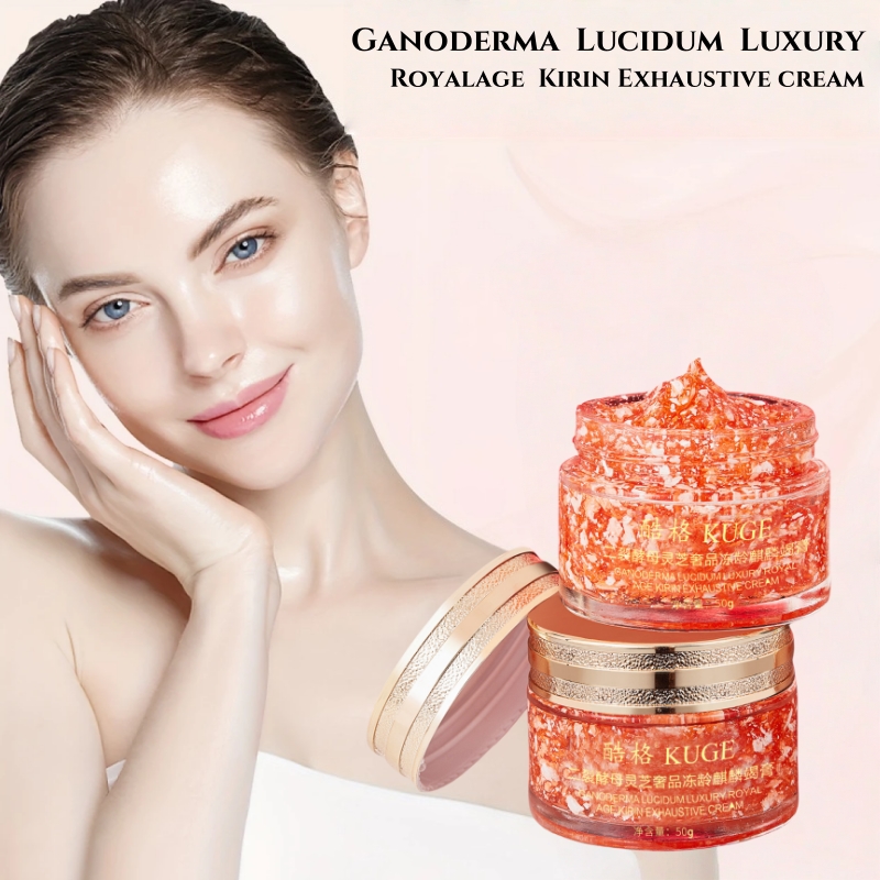 Luxury Skincare Aesthetic - ビフィド酵母と霊芝を配合した贅沢なアンチエイジングクリーム50g。貴重な黒霊芝エッセンス配合で、自然な美しさを保ち、輝きのある滑らかな肌の質感を実現し、肌に潤いを与え、しわや小じわを軽減し、繊細なケアを提供し、肌を潤し、輝きを与えます。低刺激性でアルコールフリー、すべての肌タイプに適しています。男女兼用、必須のスキンケア製品です。